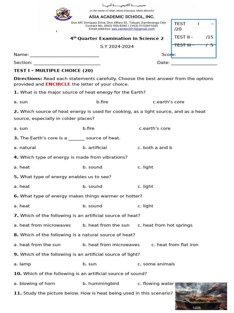 4th Quarter Examination - Test Draft | PDF | Division (Mathematics ...