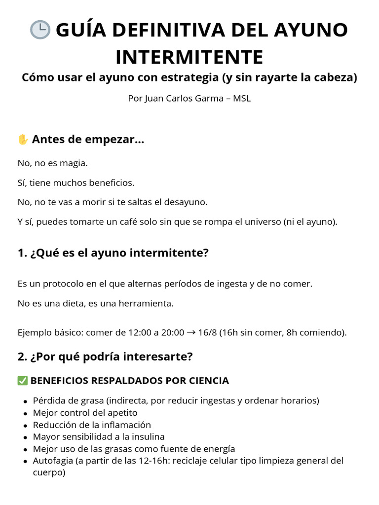 Guía Definitiva Del Ayuno Intermitente | PDF | Ayuno intermitente | Rápido