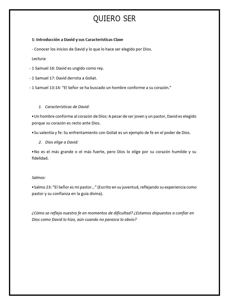 QUIERO SER...DAVID | PDF | David | Libros de Samuel