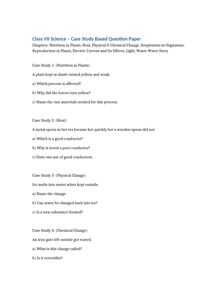 Detailed Case Study Science-1 | PDF | Water