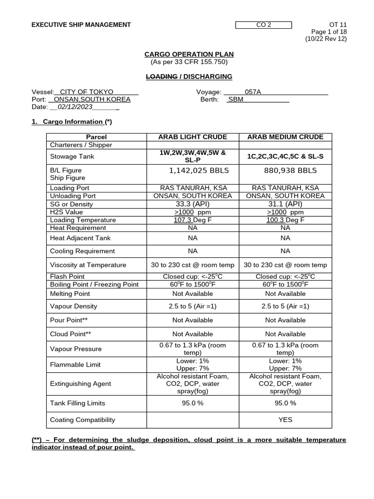 OT11 (AL 1st Parcel) Discharging Plan Oct22 Rev12 FINAL | PDF | Ships ...