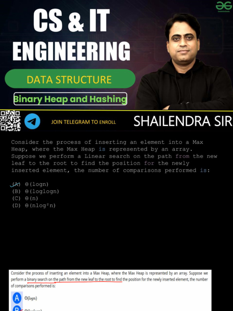 L-16 Data Structure BINARY HEAP & HASHING - RankBooster - GATE2026 | PDF