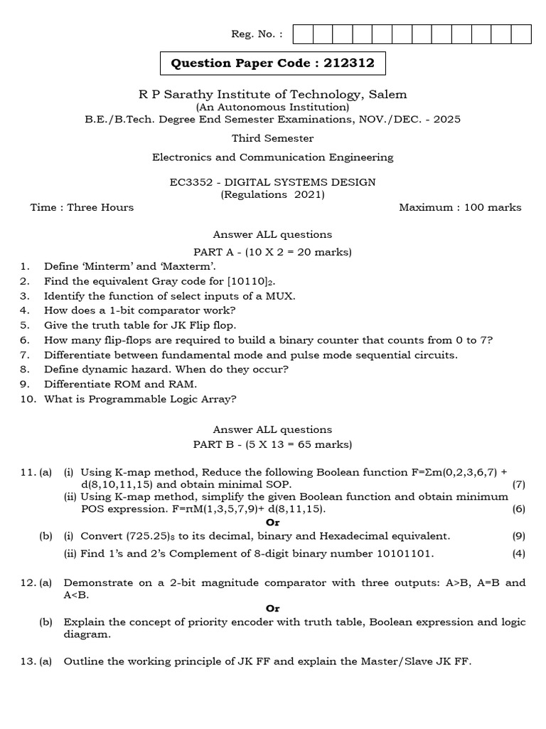 Ec3352 Digital Systems Design PWD | PDF | Electronic Engineering ...