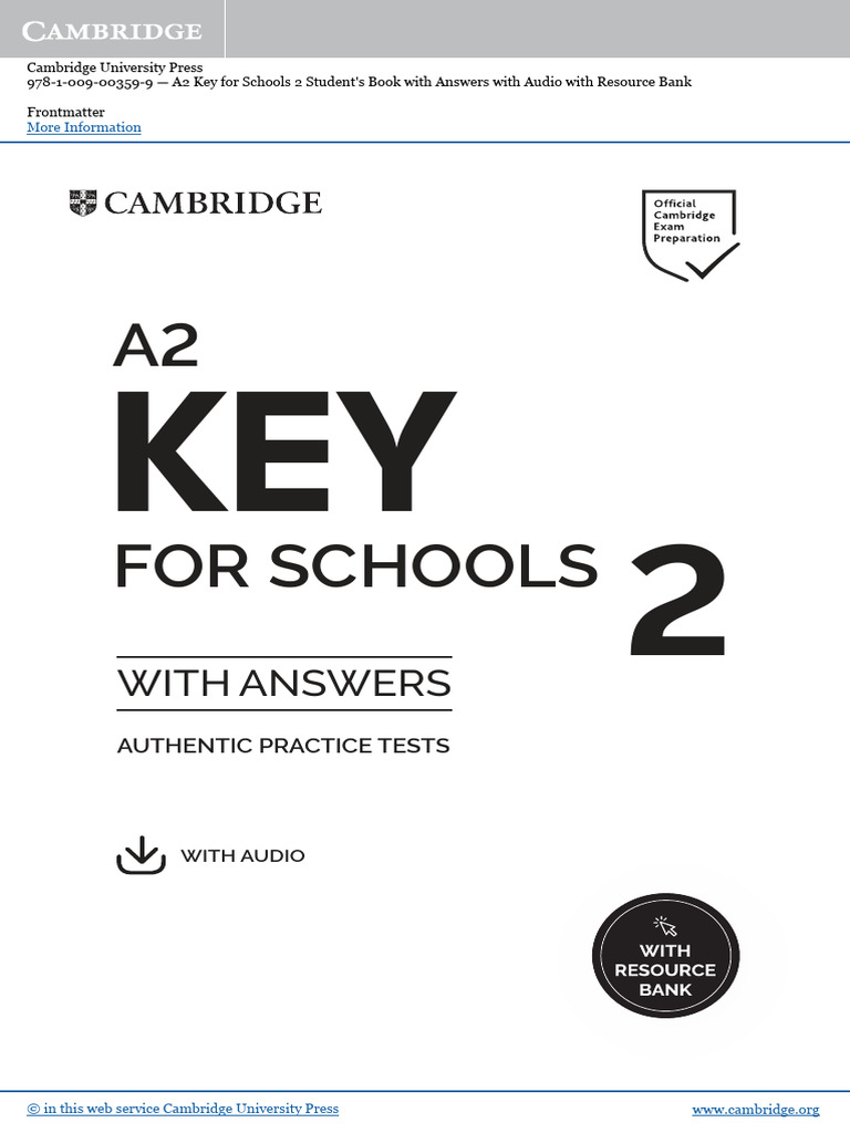 A2 KEY For Schools 2 With Answers | PDF | Vocational Education | Tests