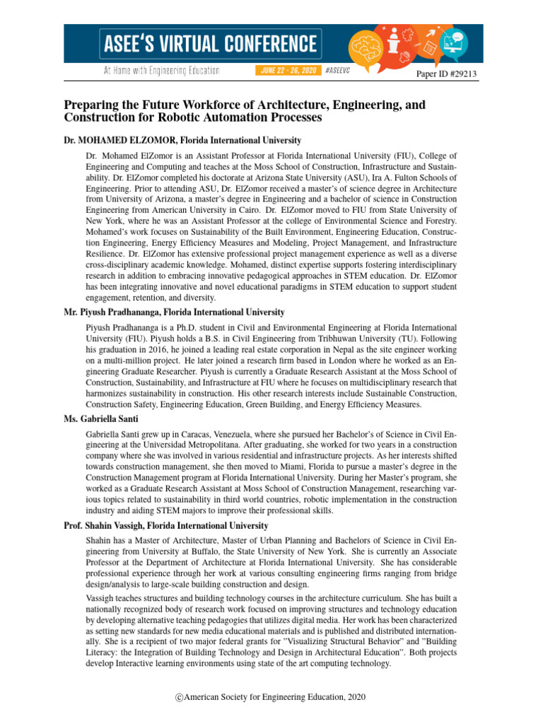 Preparing The Future Workforce of Architecture Engineering and ...