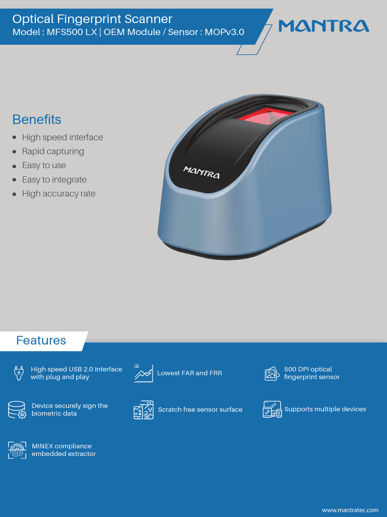 MFS500-LX Finger Printer | PDF | Image Scanner | Fingerprint