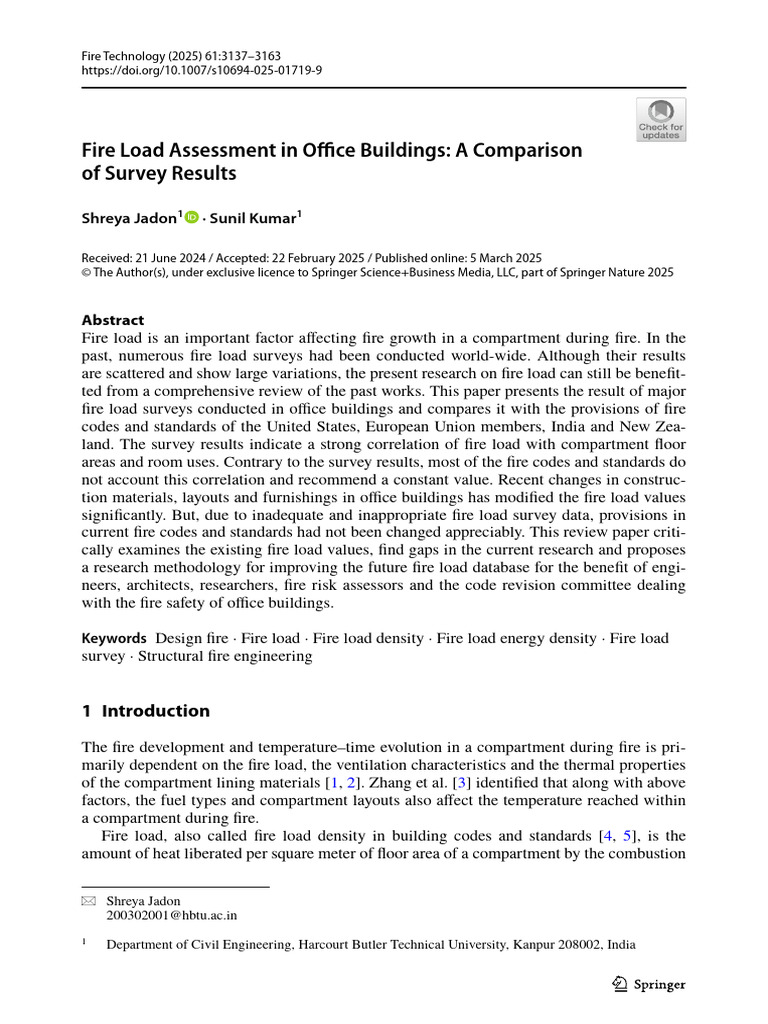 Fire Load Assessment in Office Buildings: A Comparison of Survey ...