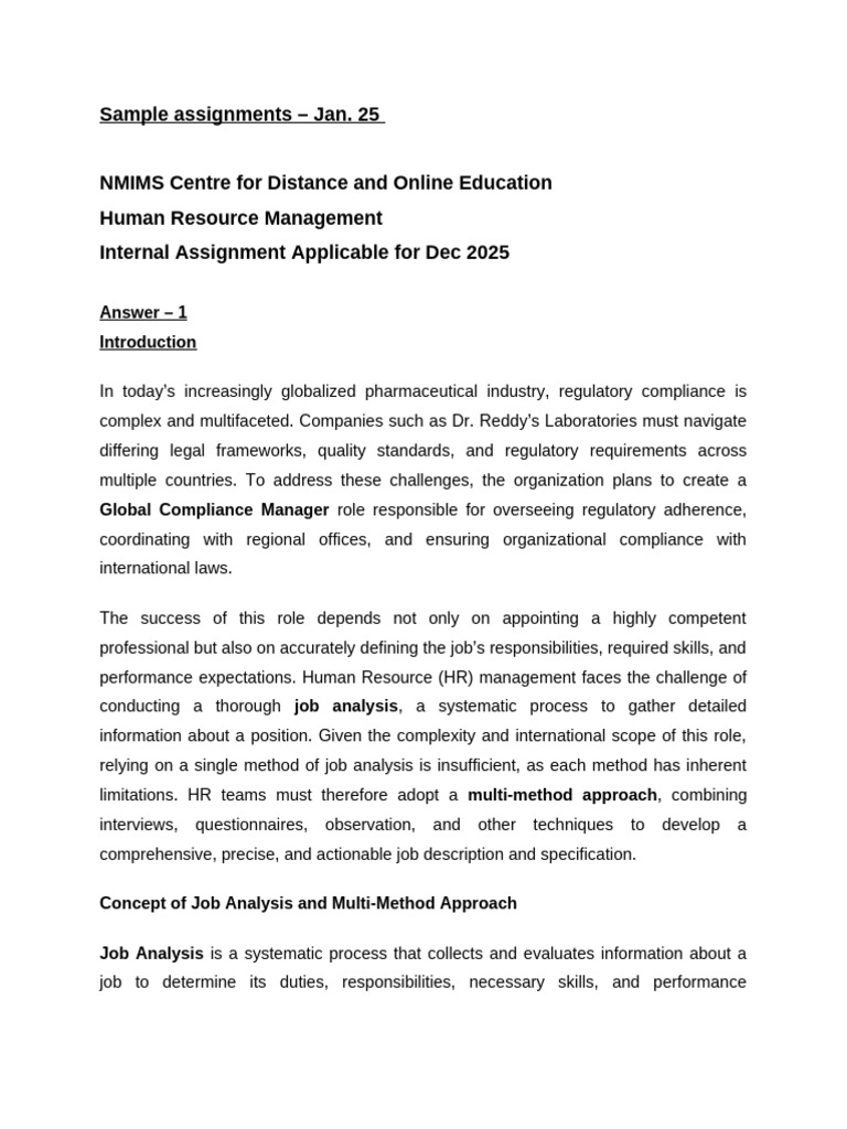 Human Resource Management Sample Assignments Jan 25 | PDF | Leadership ...