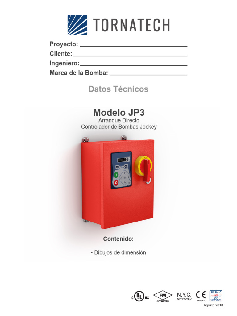 Dimensiones Jp3-Tornatech - Controlador Bomba Jockey | PDF