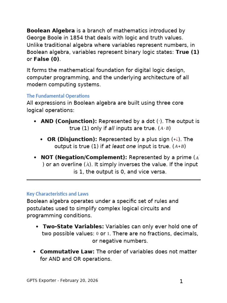 Boolean Algebra - Operations and Lawsbbbbbbbbb | PDF | Group ...