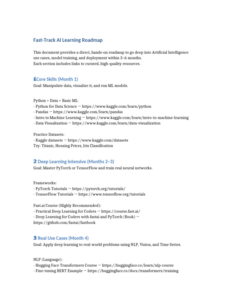 Fast Track AI Learning Roadmap | PDF | Artificial Intelligence ...