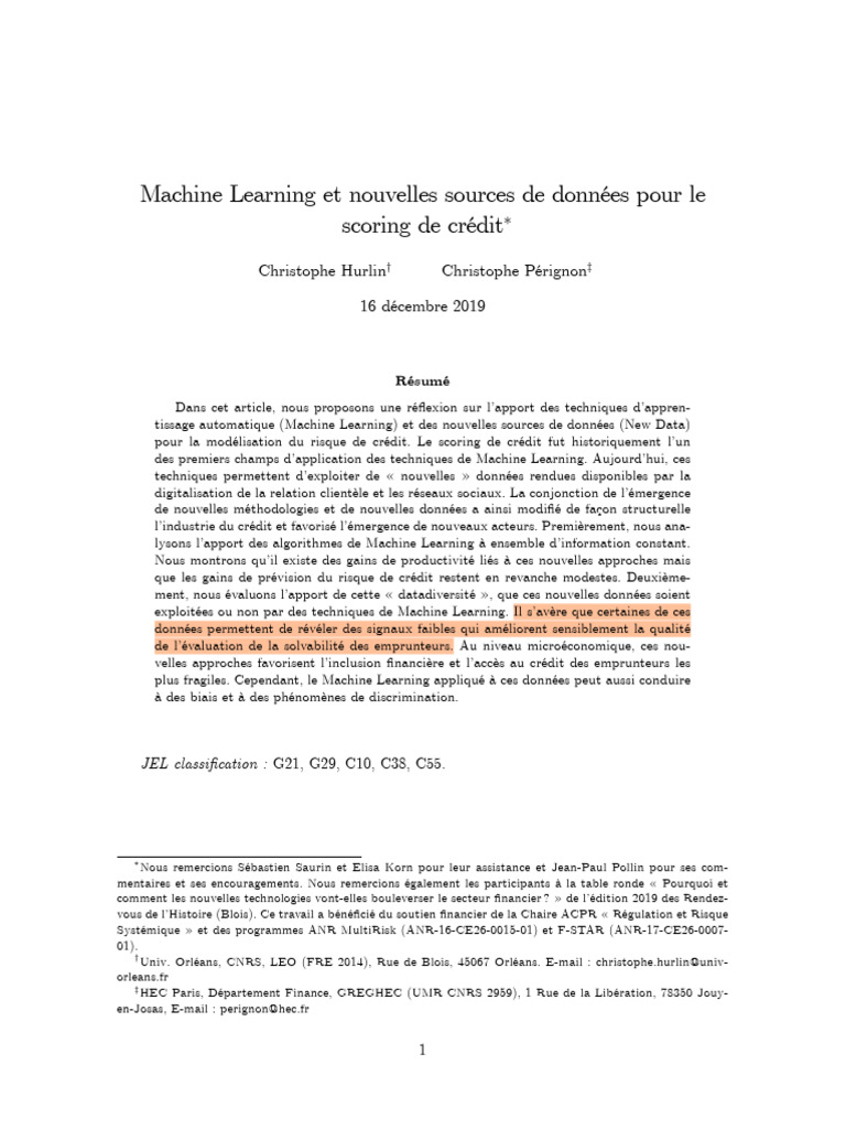 Machine Learning Nouvelles Donnees Scoring Credit | PDF | Analyse de ...