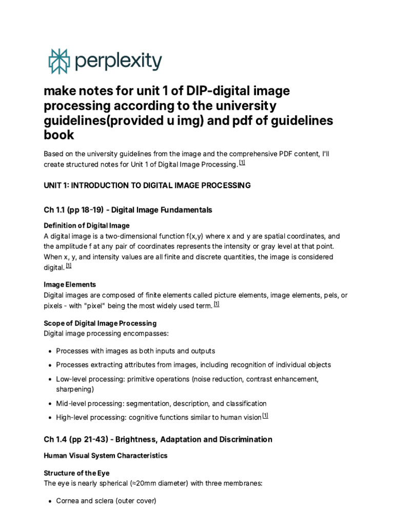 Make Notes For Unit 1 of DIP-digital Image Process | PDF | Discrete ...
