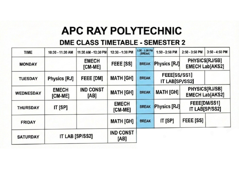 DME Class Routine | PDF