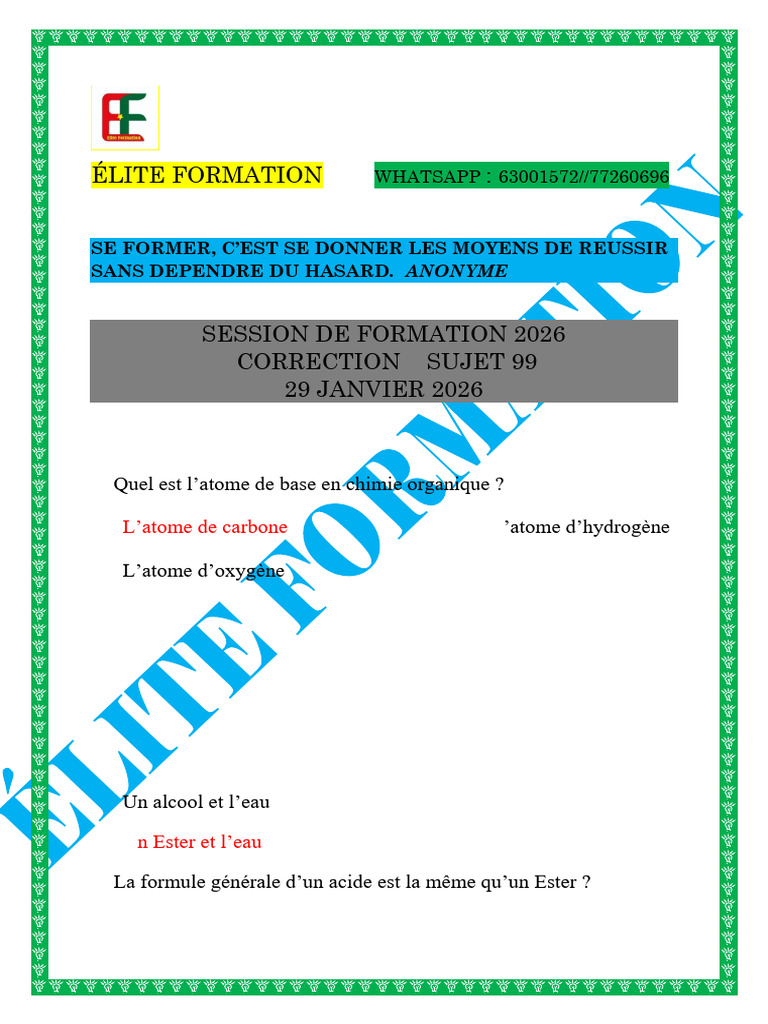 Élite Formation Cor Jour 99 26 | PDF | Ester | Acide carboxylique