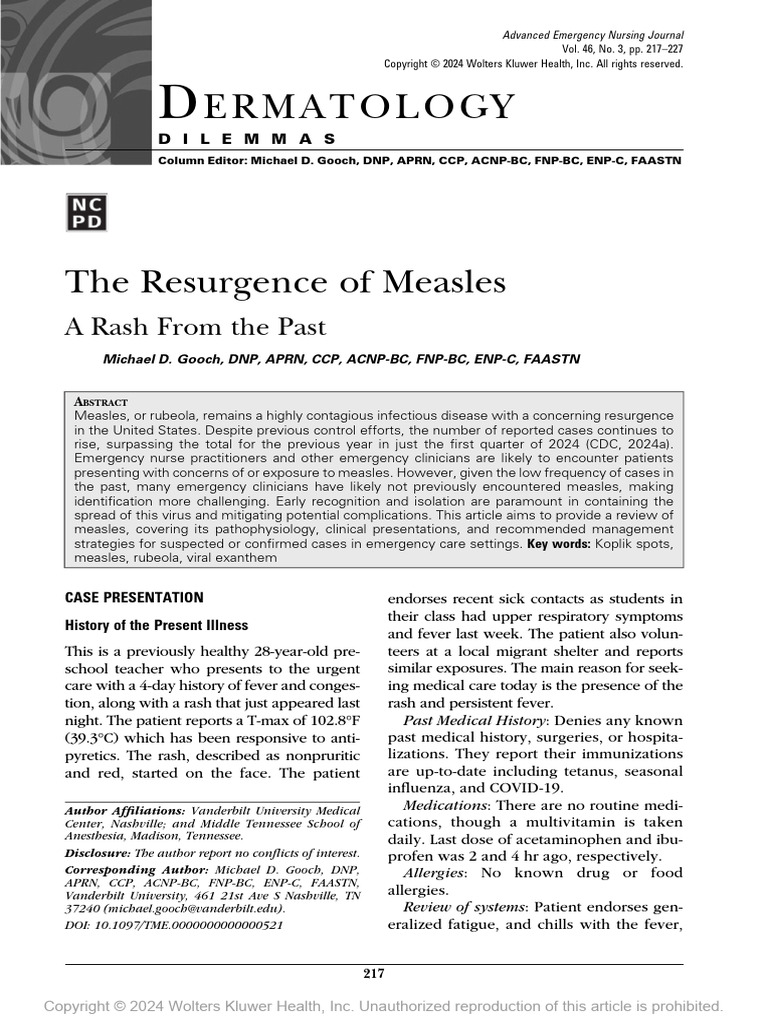 Measles, A Rash From The Past | PDF | Measles | Medicine