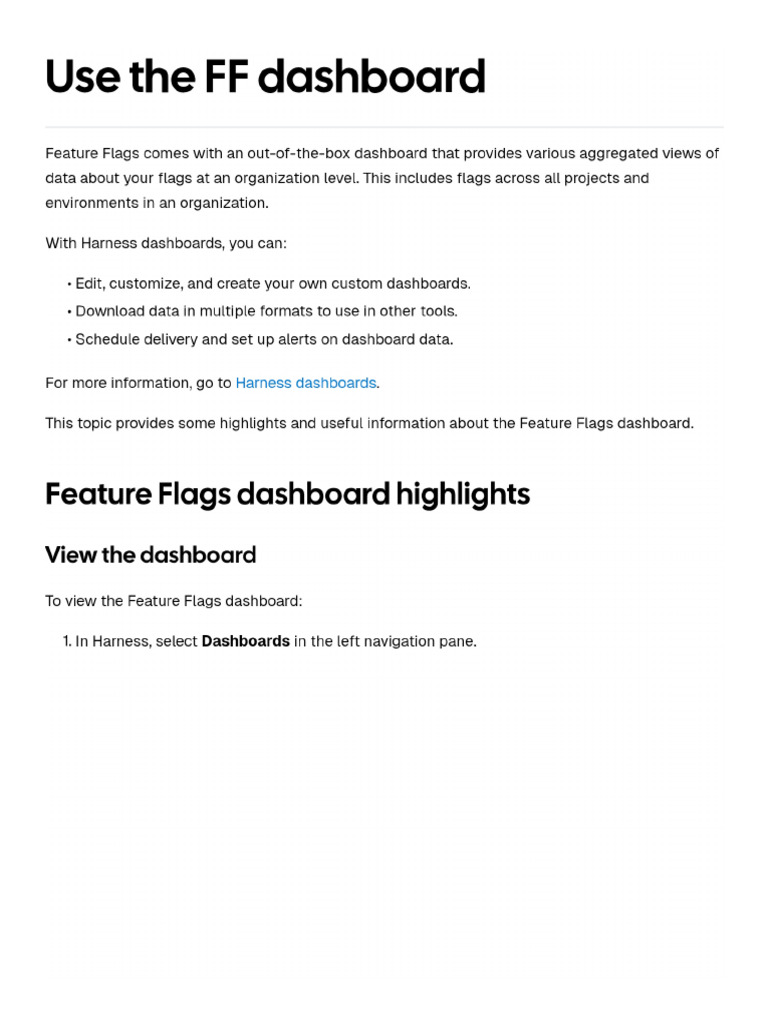 Use The FF Dashboard - Harness Developer Hub | PDF