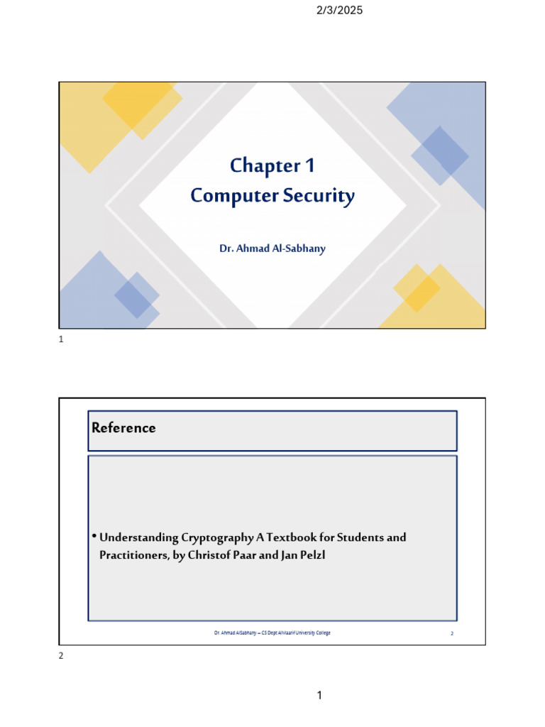 Chapter 1 - Paar Book Slides | PDF | Cryptography | Key (Cryptography)