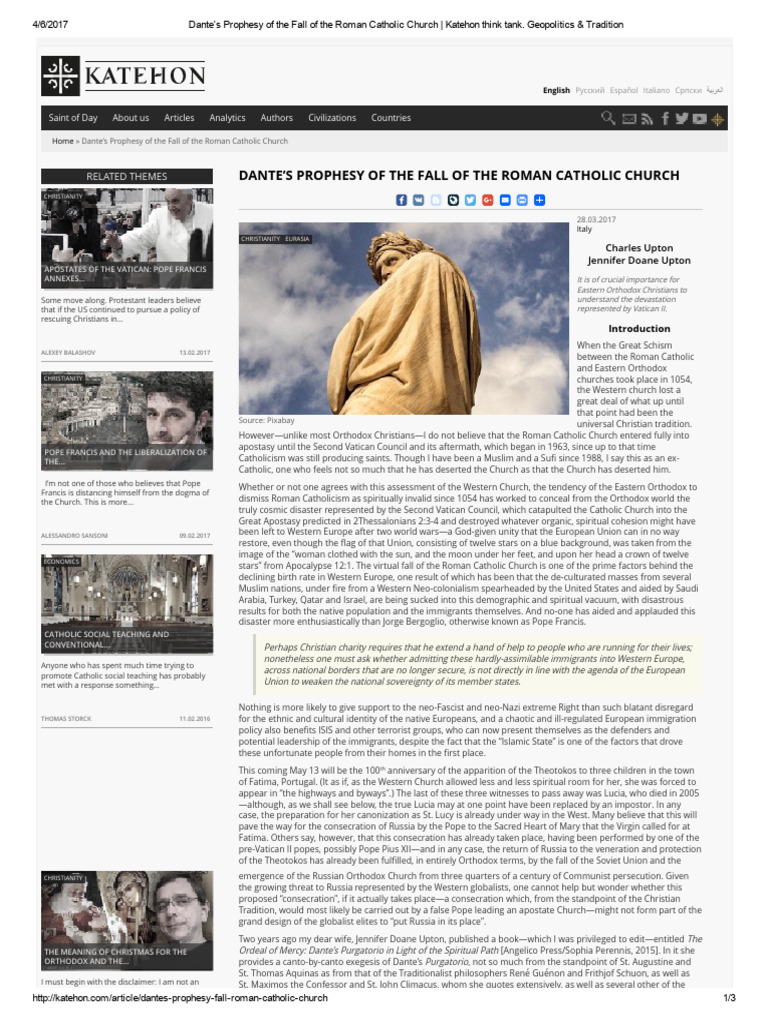 01 Dante's Prophesy of The Fall of The Roman Catholic Church - Katehon ...