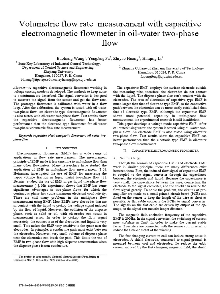 Volumetric Flow Rate Measurement With Capacitive Electromagnetic ...