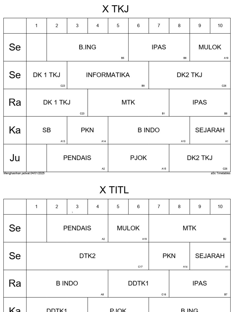 Roster Per Kelas | PDF