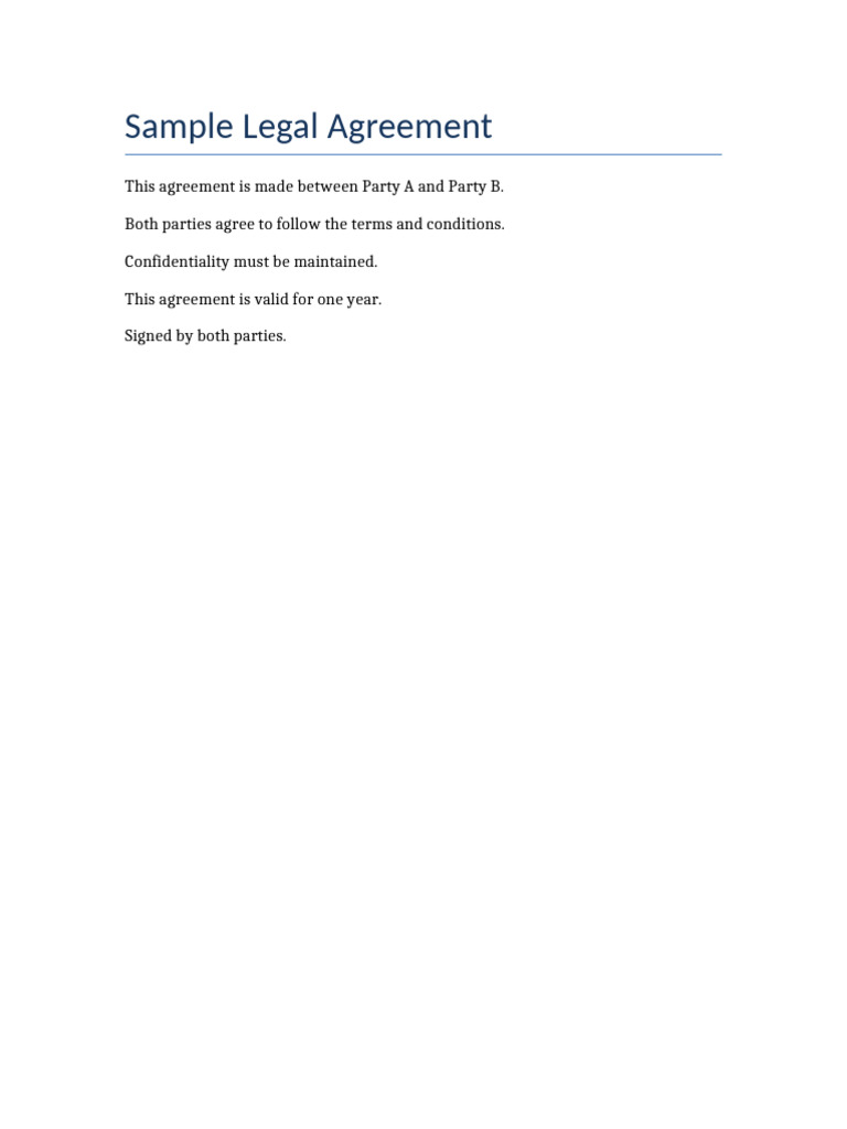 Legal Agreement Sample | PDF