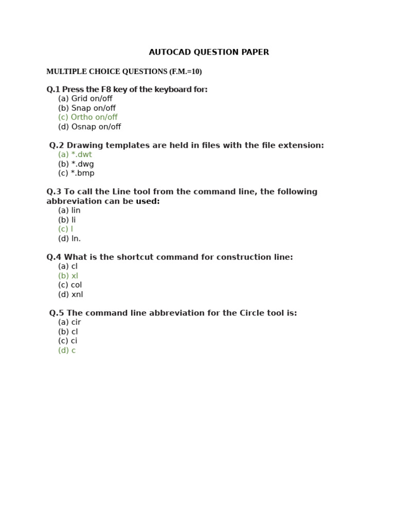 Autocad Question Paper | PDF