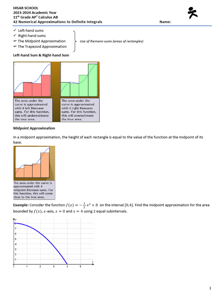 42 Numerical Approximations To Definite Integrals | PDF | Area | Analysis
