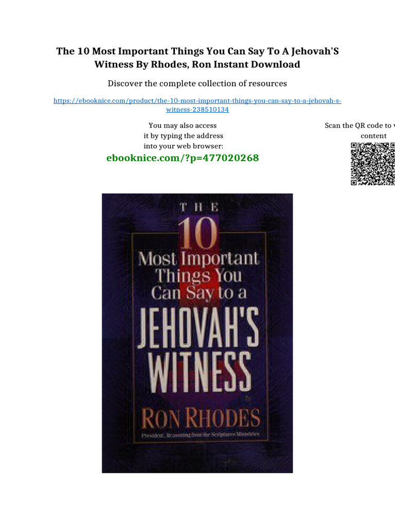 The 10 Most Important Things You Can Say To A Jehovah'S Witness by ...