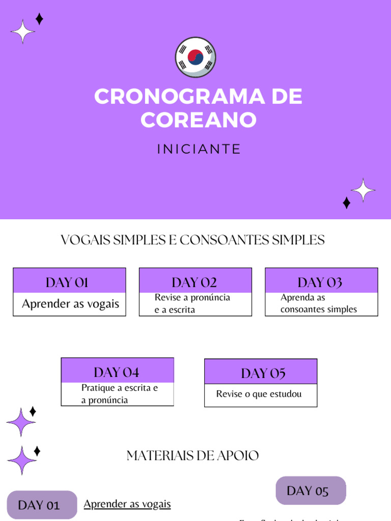 Cronograma de Coreano | PDF | Coreano (idioma) | Linguística