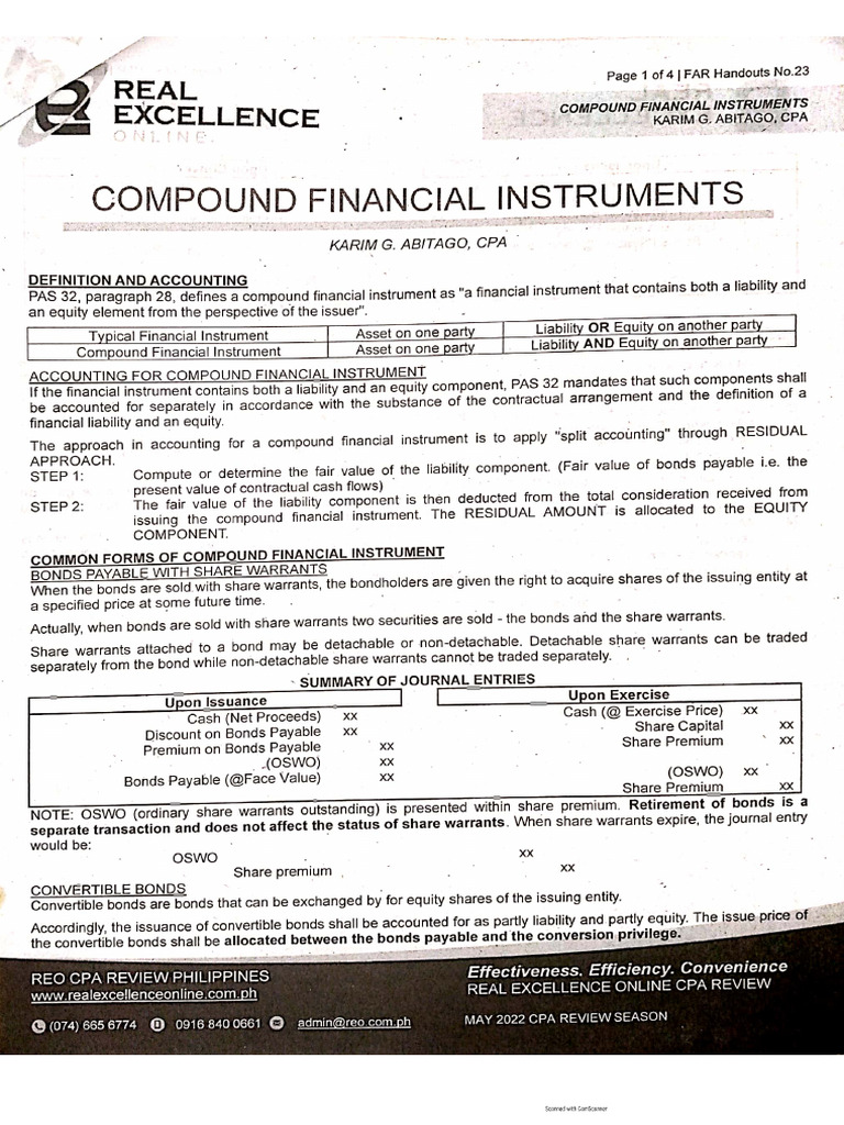 REO FAR Compound Financial Instruments | PDF