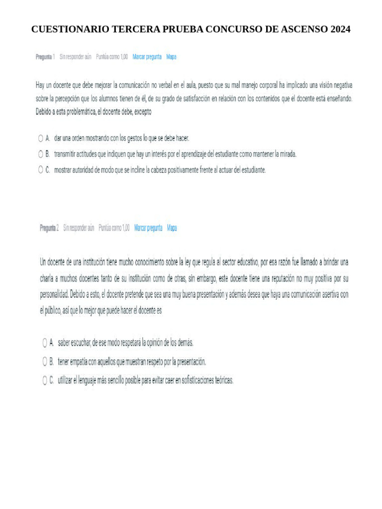 Tercera Prueba Concurso de Ascenso 2024 - Ok | PDF