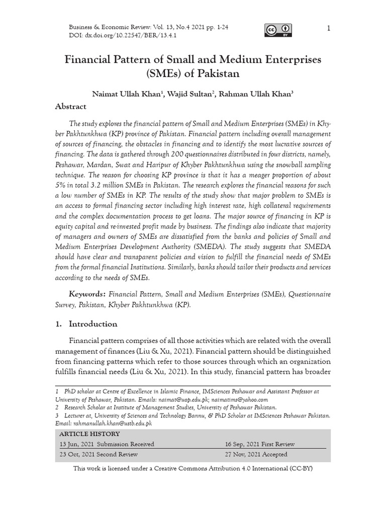 Financial Pattern of Small and Medium Enterprises | PDF | Private ...