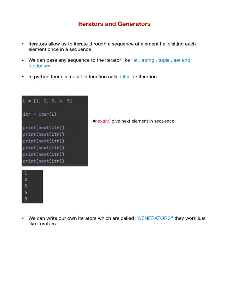 Iterators Generators | PDF