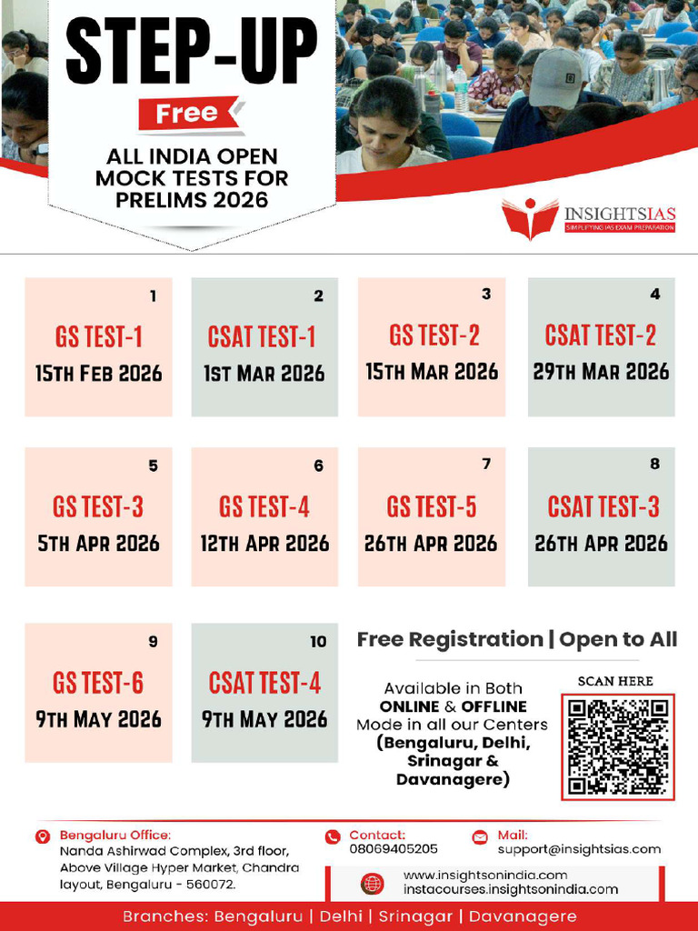 STEP UP PRELIMS 2026 Free All India Prelims Test Series Timetable 1 | PDF