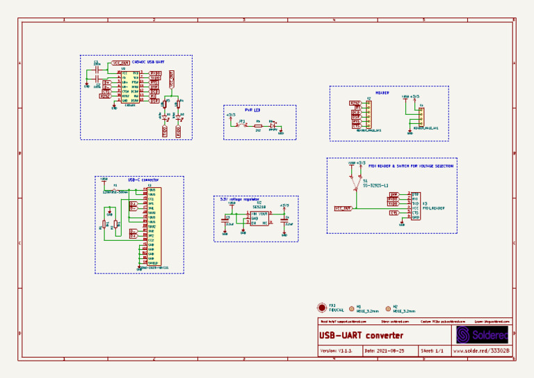 USB-UART CH340 Converter Board Schematics | PDF
