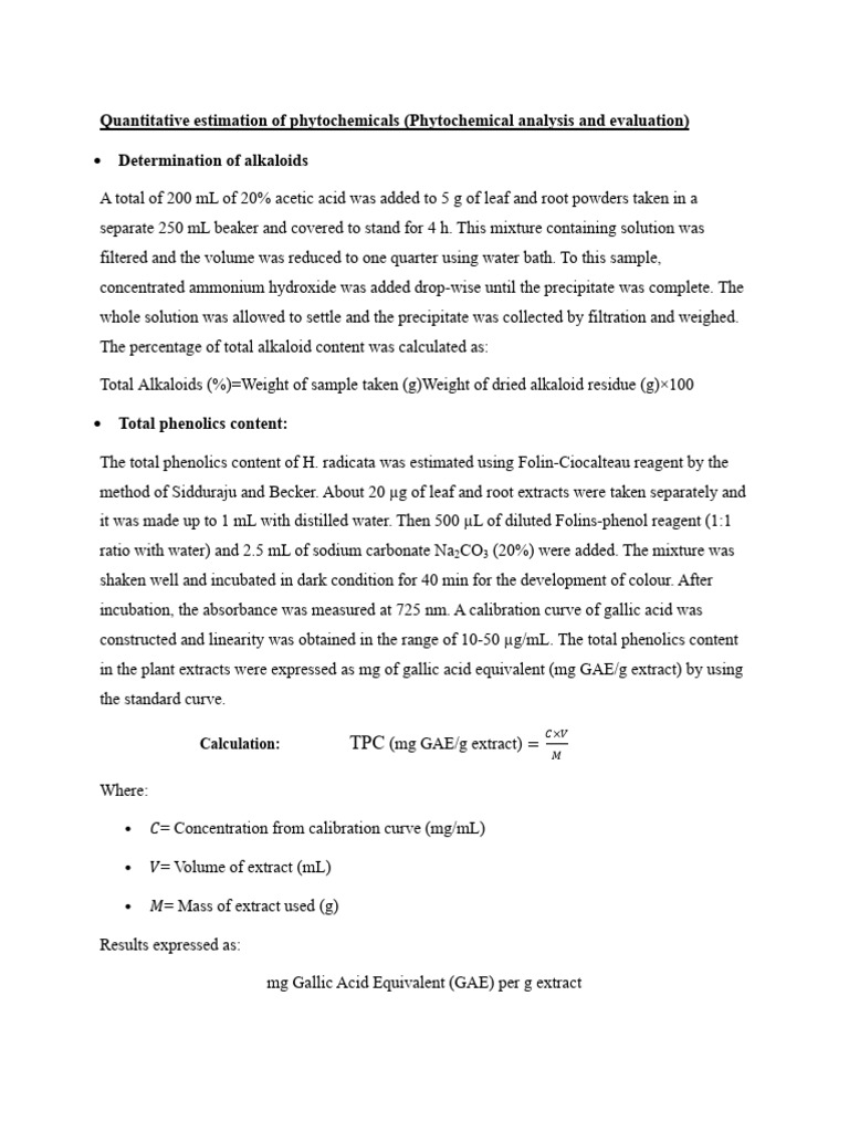 Quantitative Estimation of Phytochemicals | PDF | Magnesium ...