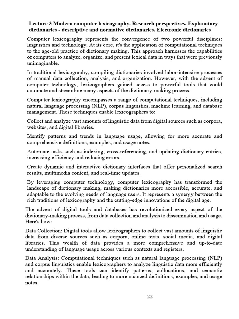 S3 - Modern Computer Lexicography | PDF | Lexicography | Databases