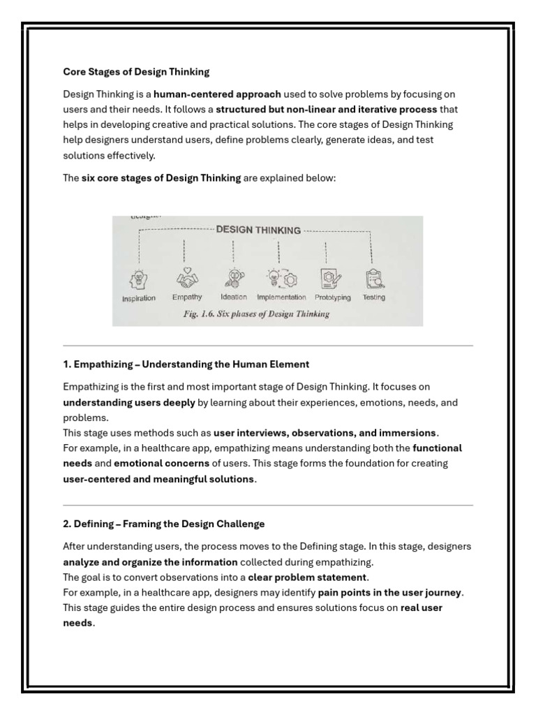 Core Stages of Design Thinking | PDF | Design Thinking | Cognition