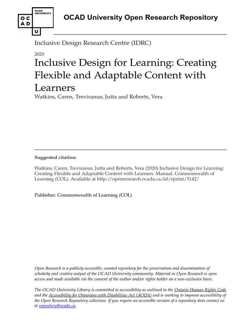 2020 Inclusive Design For Learners | PDF | Learning | Human Communication