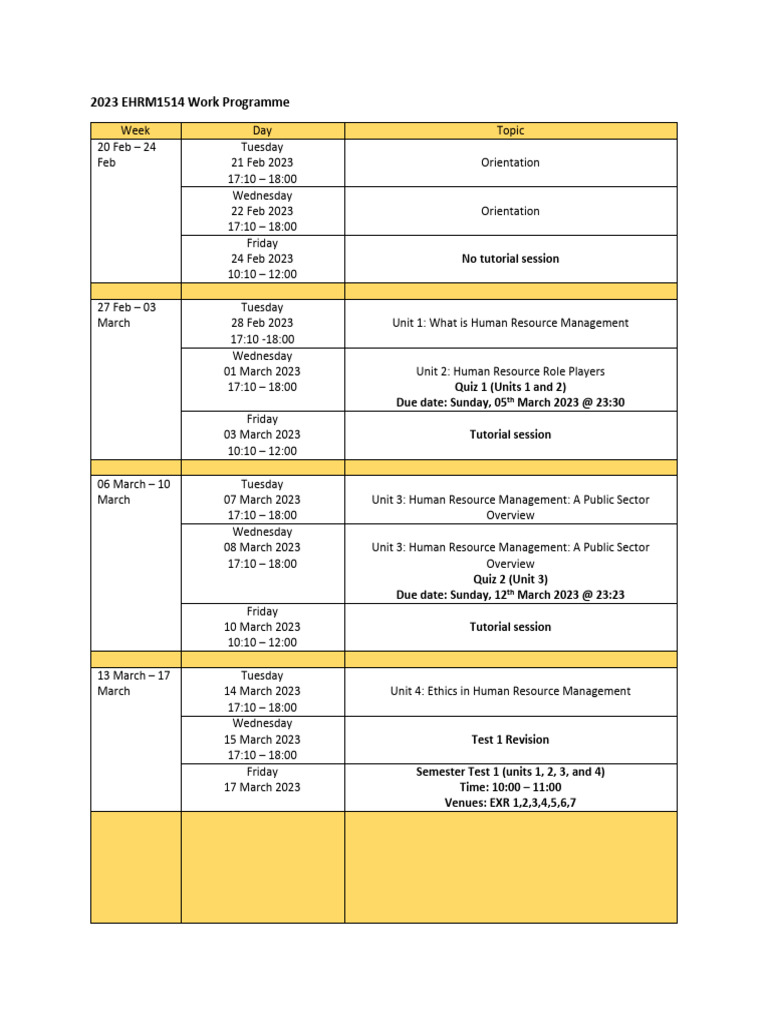 Final 2023 EHRM1514 Work Programme | PDF | Human Resource Management ...