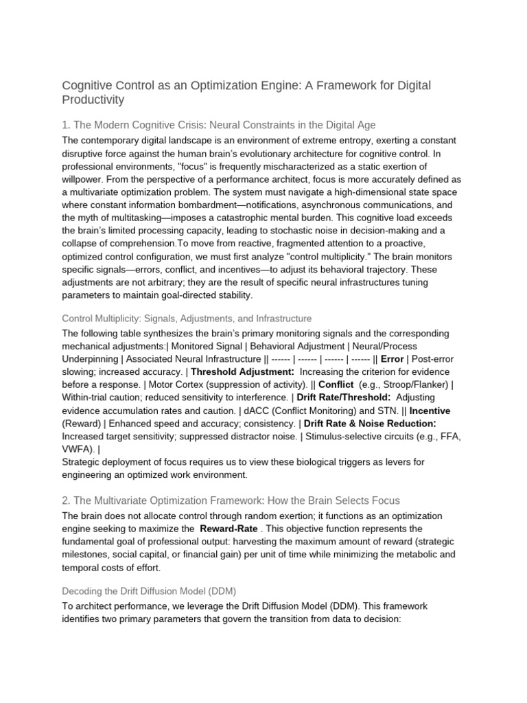 Cognitive Control As An Optimization Engine | PDF | Time Complexity ...