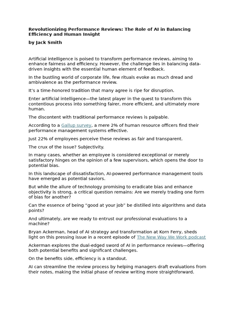 Use of AI in Performance Review | PDF | Artificial Intelligence ...
