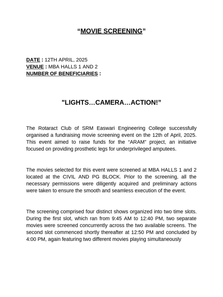 Movie Screening Report | PDF