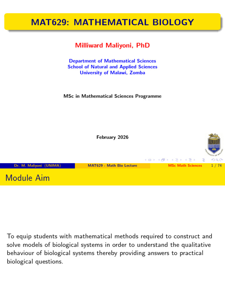 MAT629 Math Bio Lecture | PDF | Infection | Pathogen
