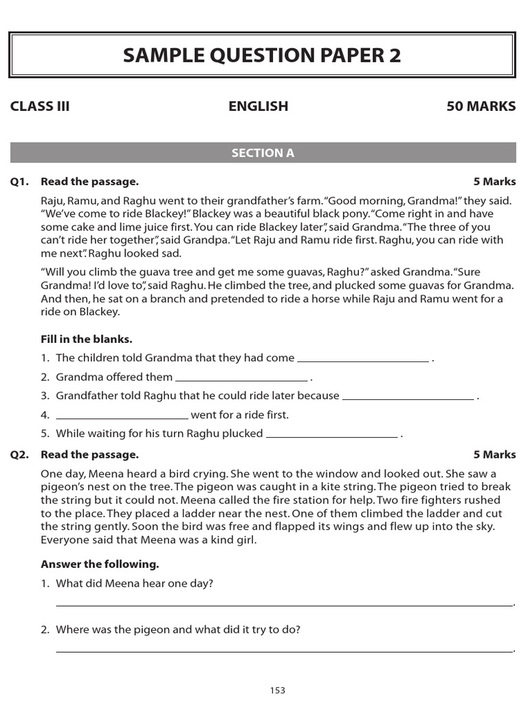 Sample Question Paper 2 | PDF | Jack And The Beanstalk