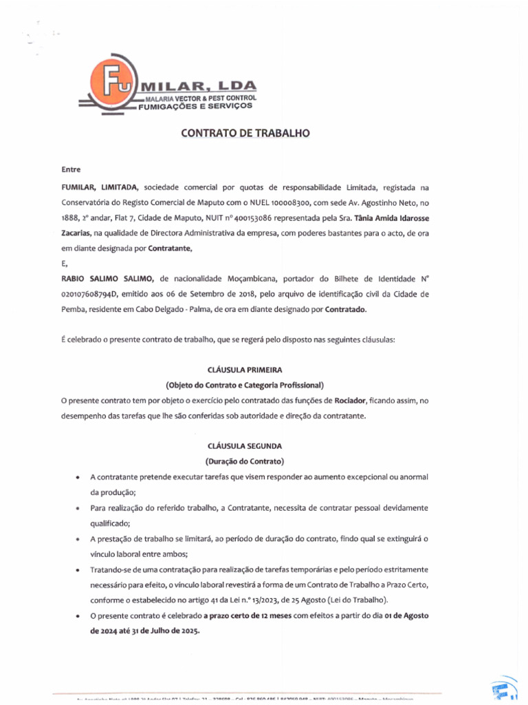 Contracto - Decl Rabio Salimo | PDF