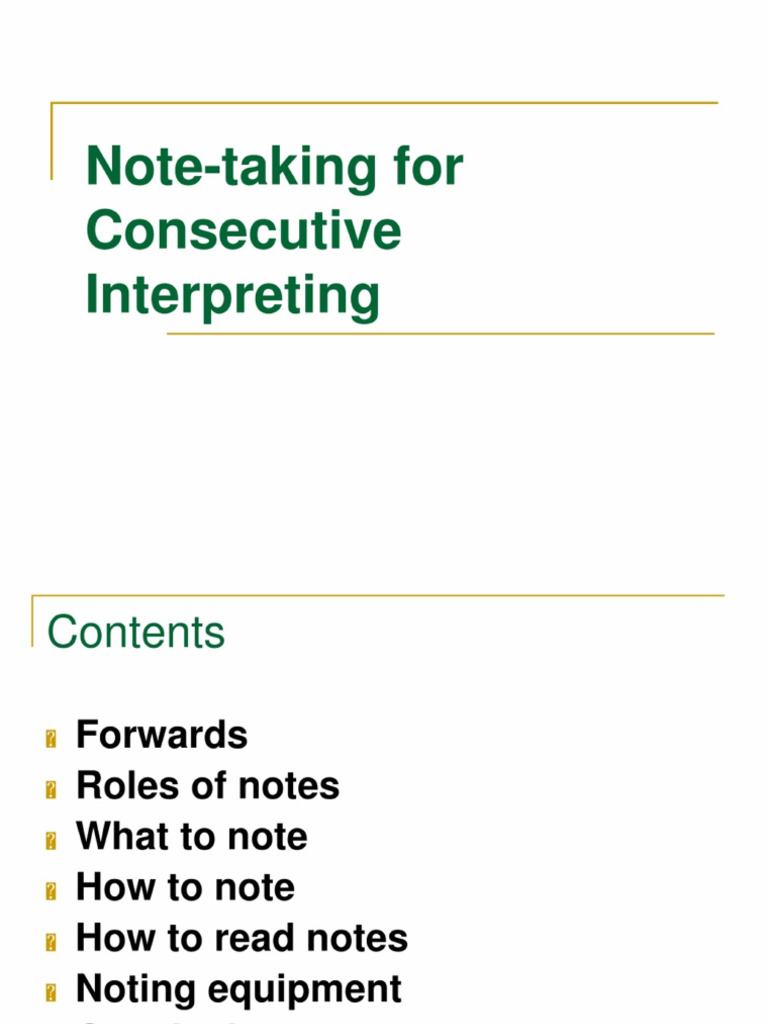 Note-Taking For Consecutive Interpreting 1 | PDF