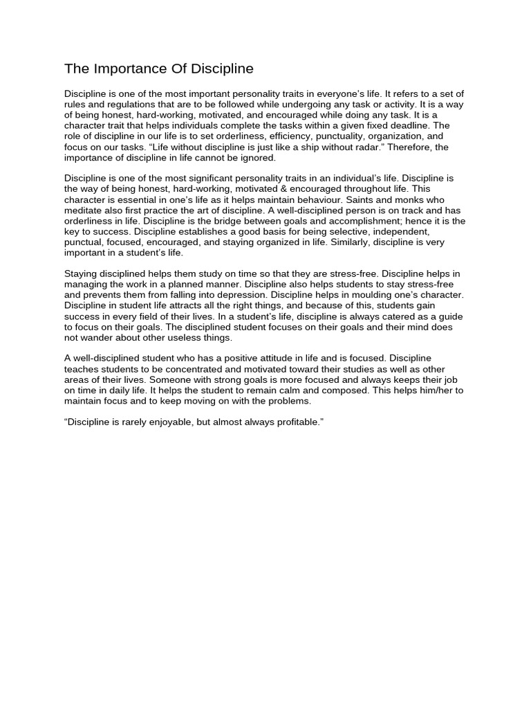 The Importance of Discipline | PDF