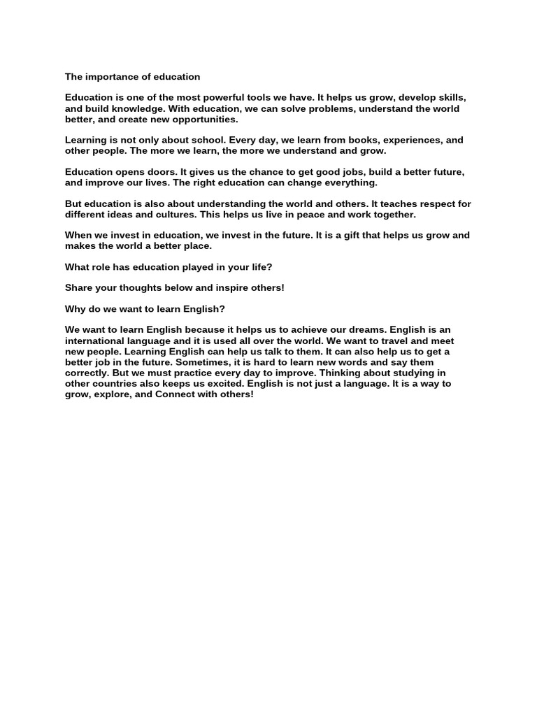 The Importance of Education | PDF